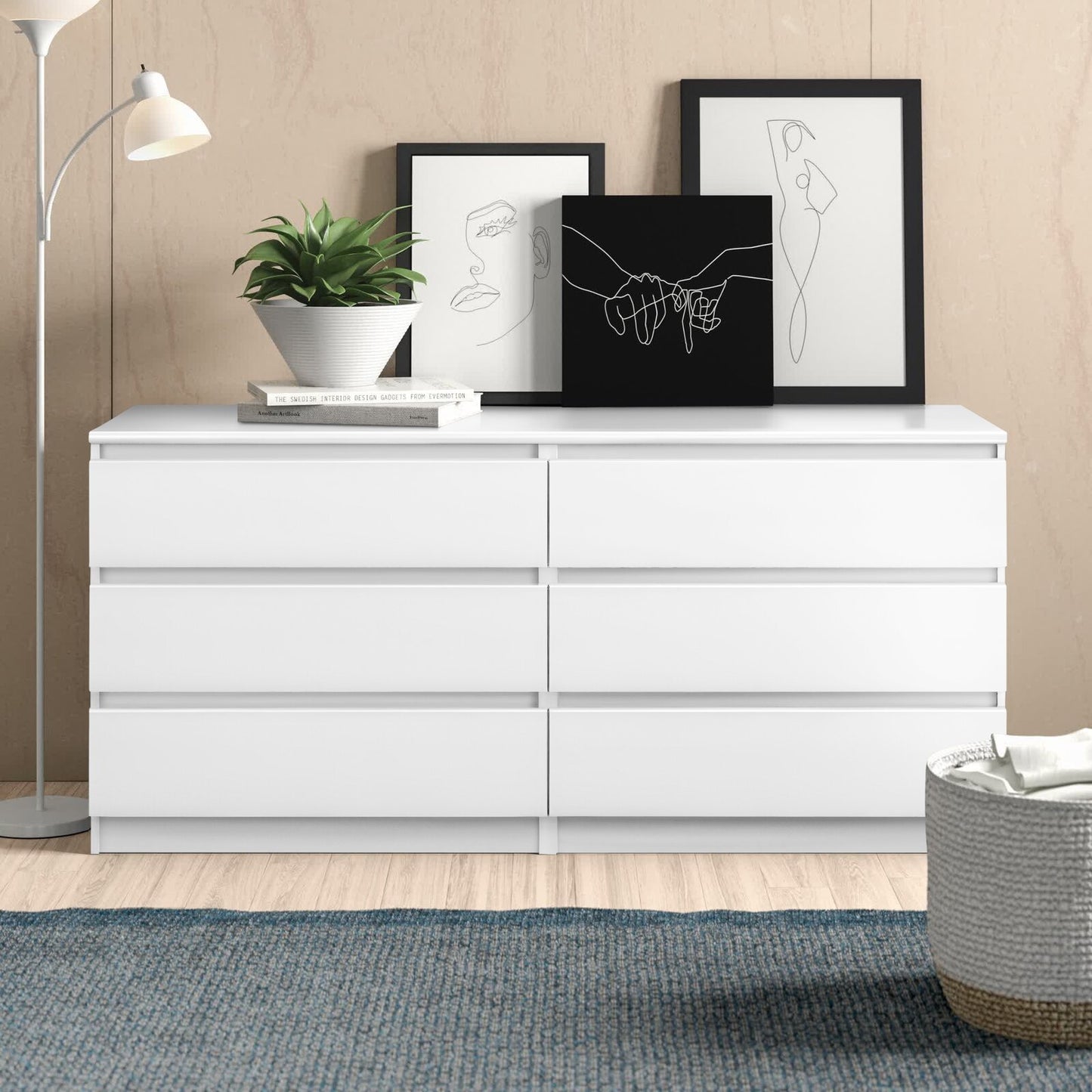 Tanuri 6-Drawer Dresser Cabinet | White - Default - dresser