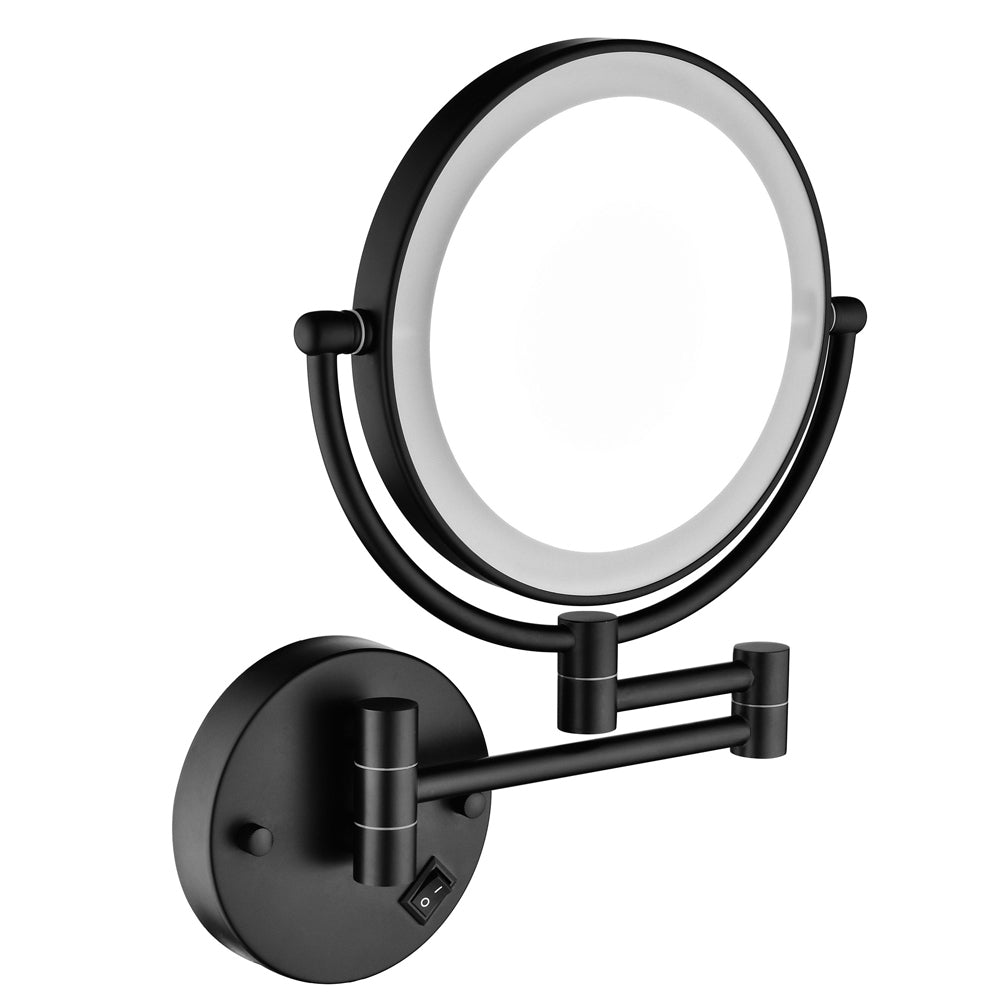 Luin 8'' LED Wall Mount Magnifying Mirror | Two-Sided | Black - Default - other bathroom accessories