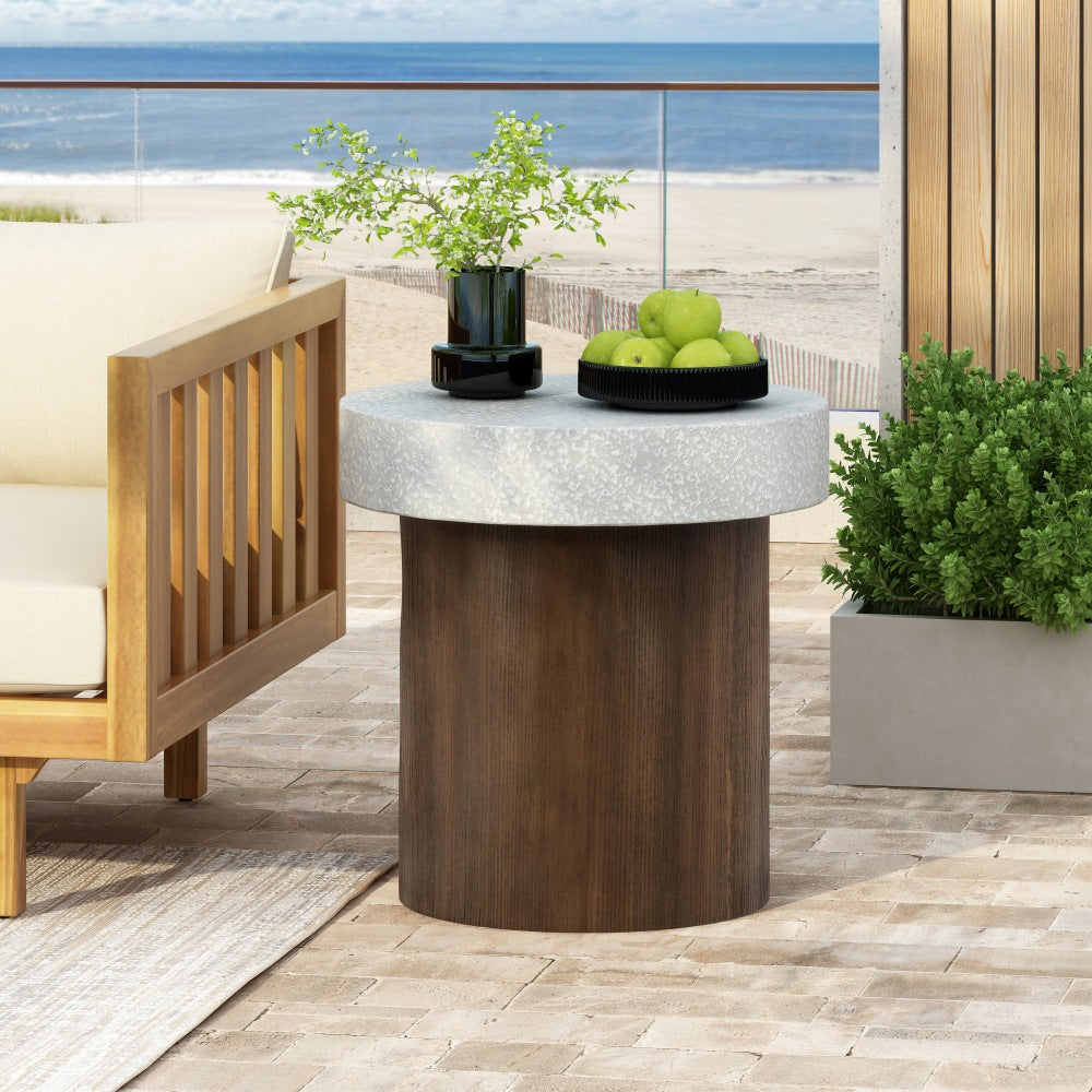 Nithrin Side Table | Antique Grey & Walnut - Default - tables