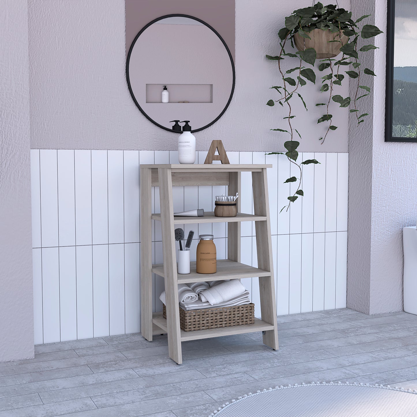 Nayel Small Bookcase | Light Gray - - bookcase grey wood