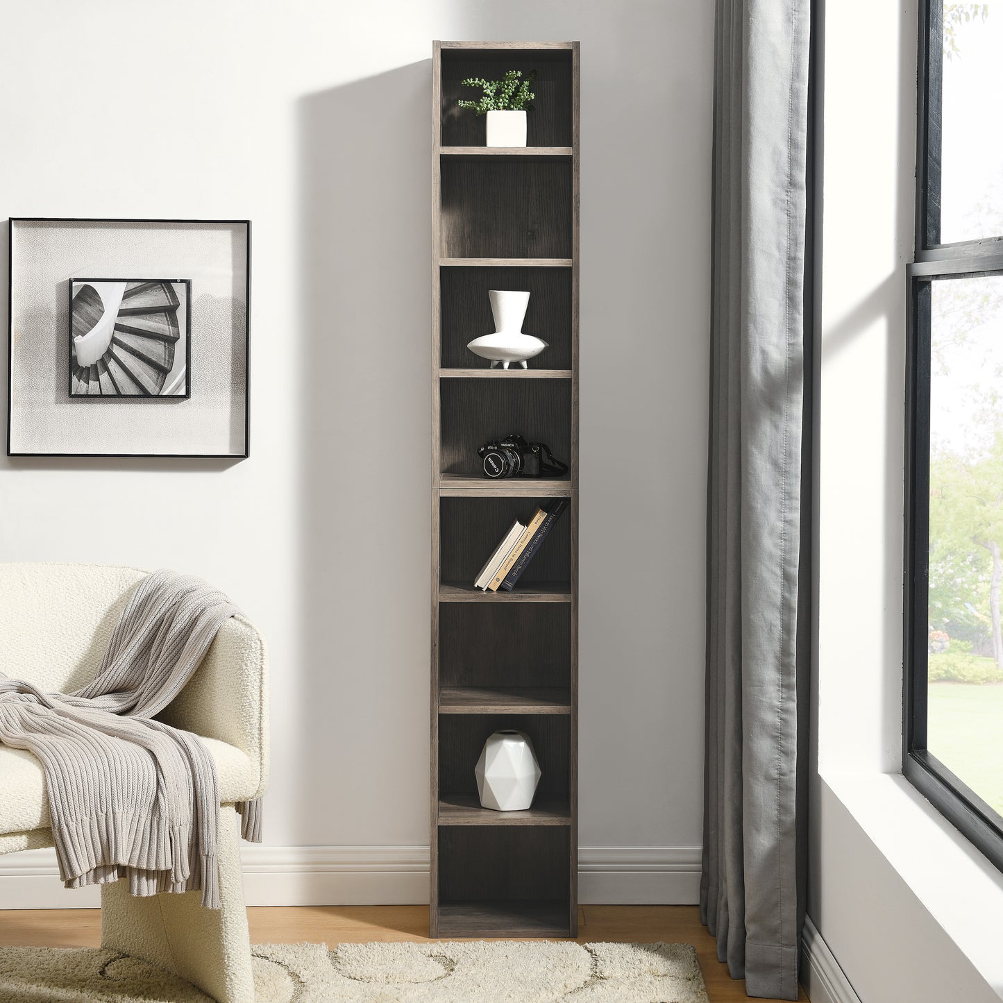 Natur Double-Decker Bookcase | Grey - - bookcase grey wood