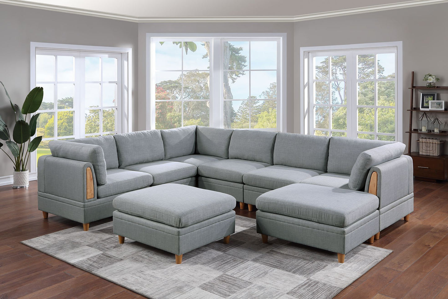 Svaalua 8pc Modular Sofa Set | Light Grey - - grey l-shape sofa