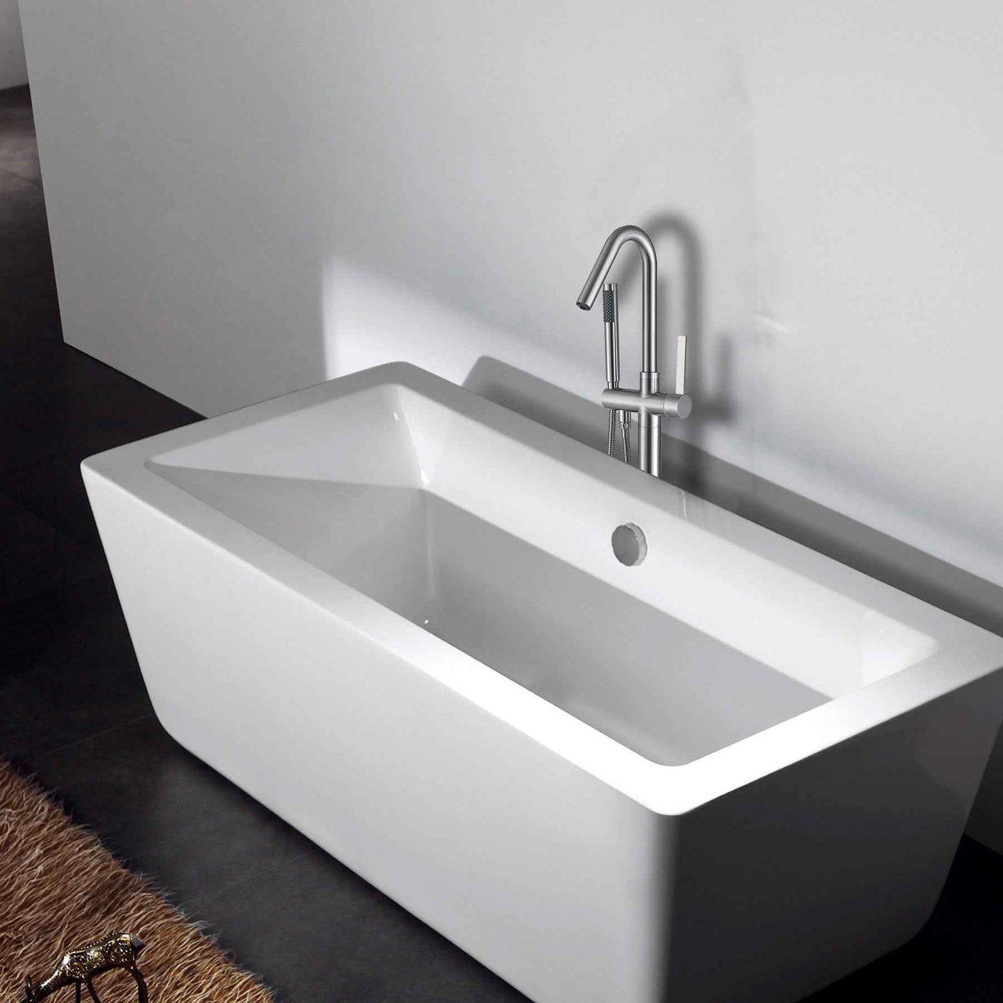 Glash Freestanding Bathtub Faucet | Silver - Default - floor mount fillers