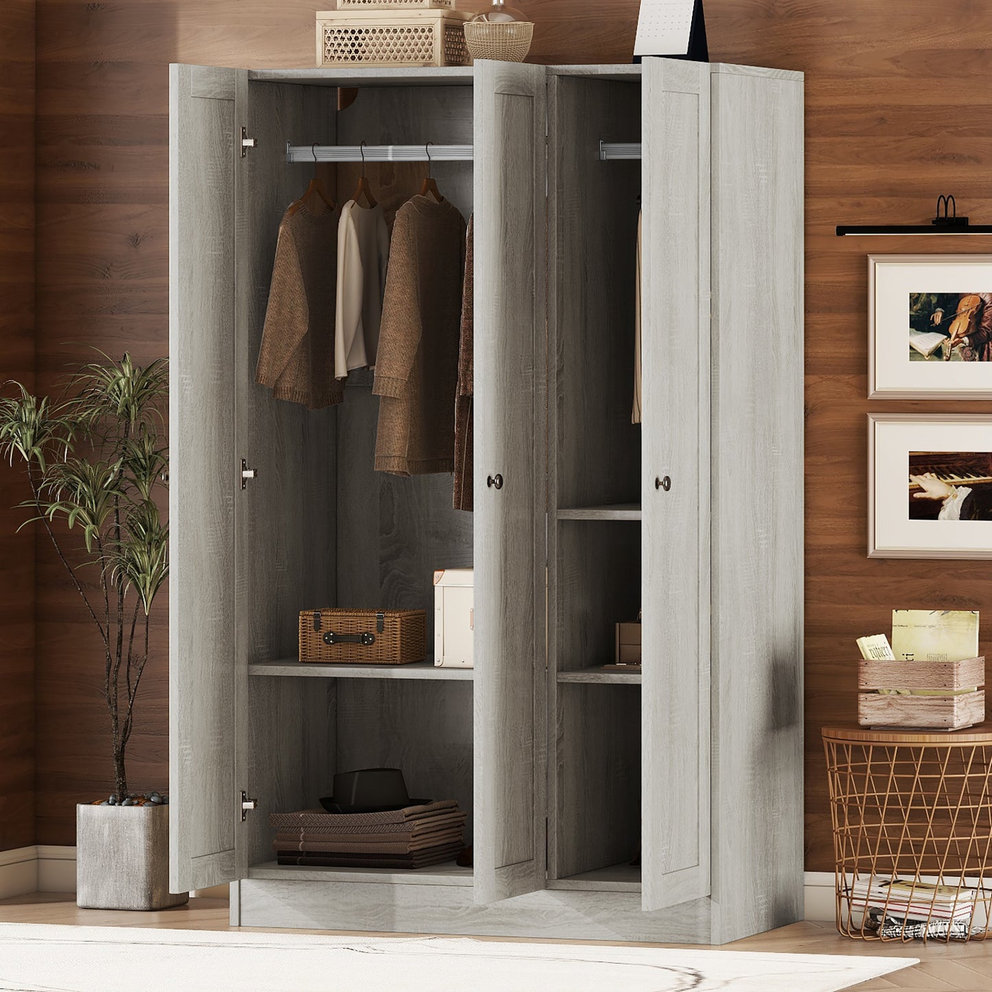 Shurgor 3-Door Wardrobe | Gray - Default - dresser