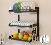 Table Top Kitchen Shelf - 3 Rack - black Rack Rail Storage