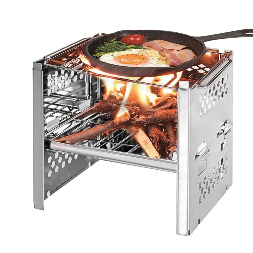 Mini-Barbecue Firewood Stove - Silver - Stove