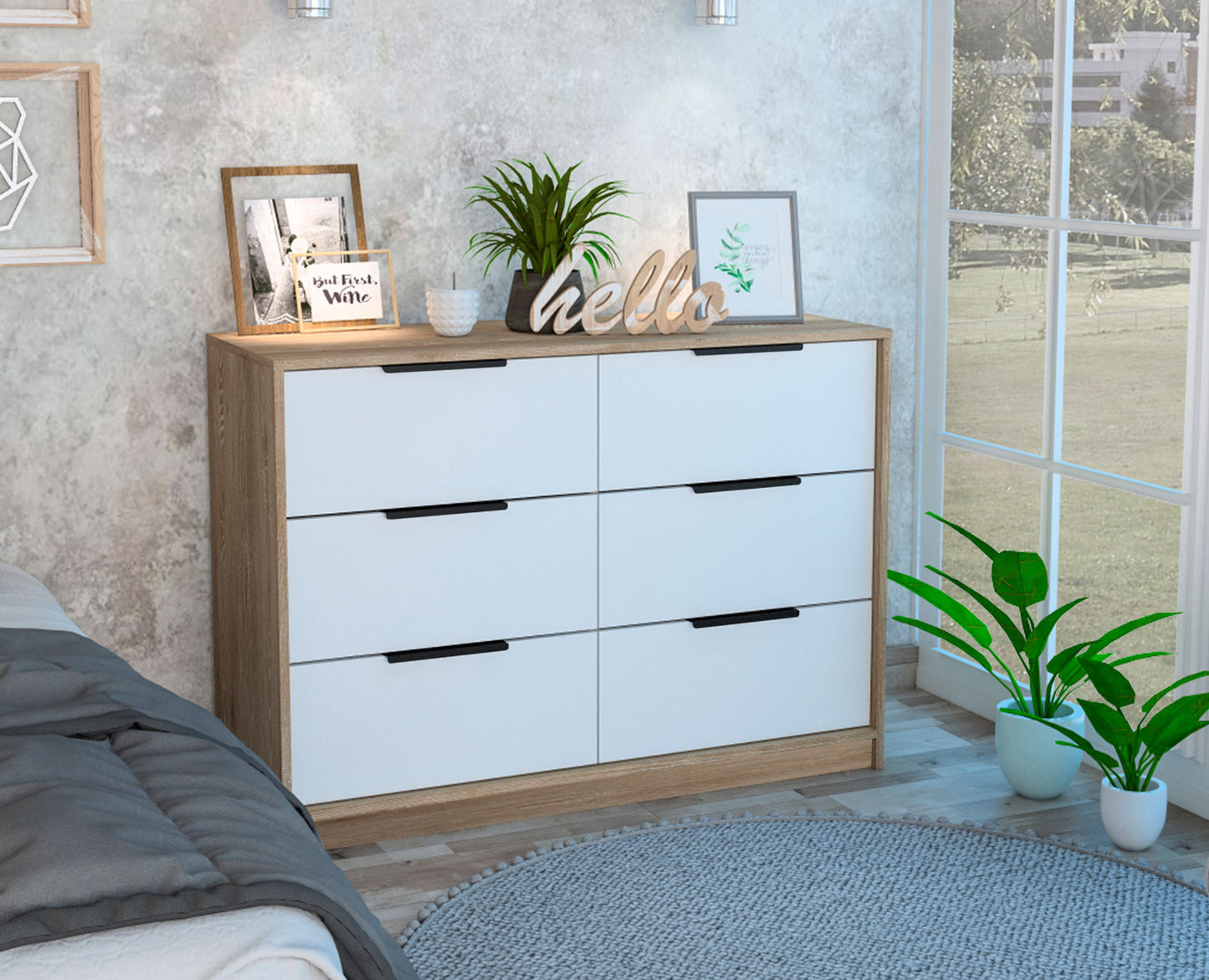 Longhill 6-Drawer Dresser | White & Oak - Default - dresser