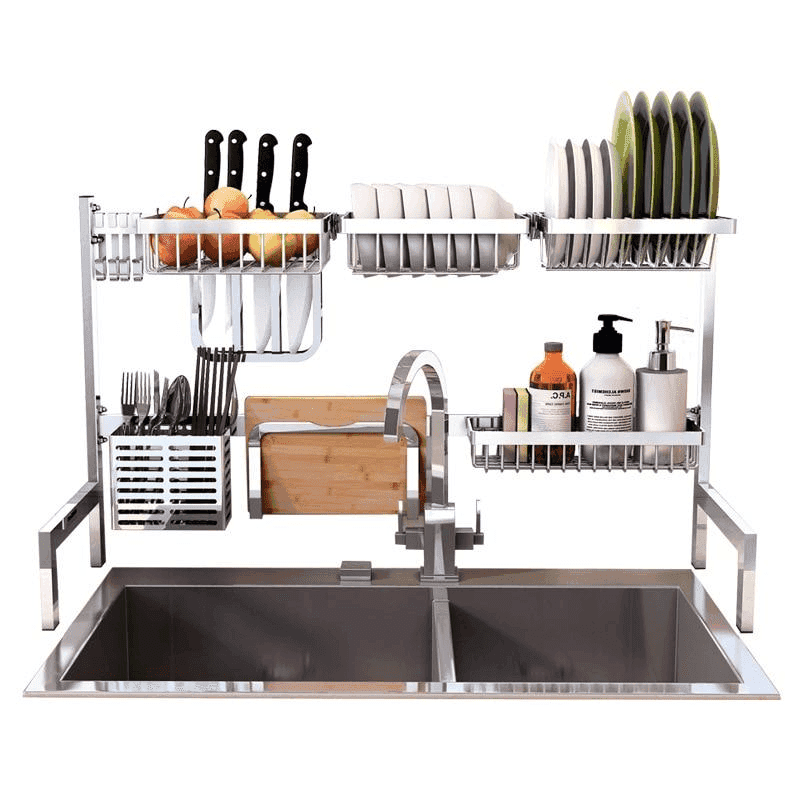 Kitchen Organizer Drainer Rack - Kitchen Organizer - Rack silver Sink Storage