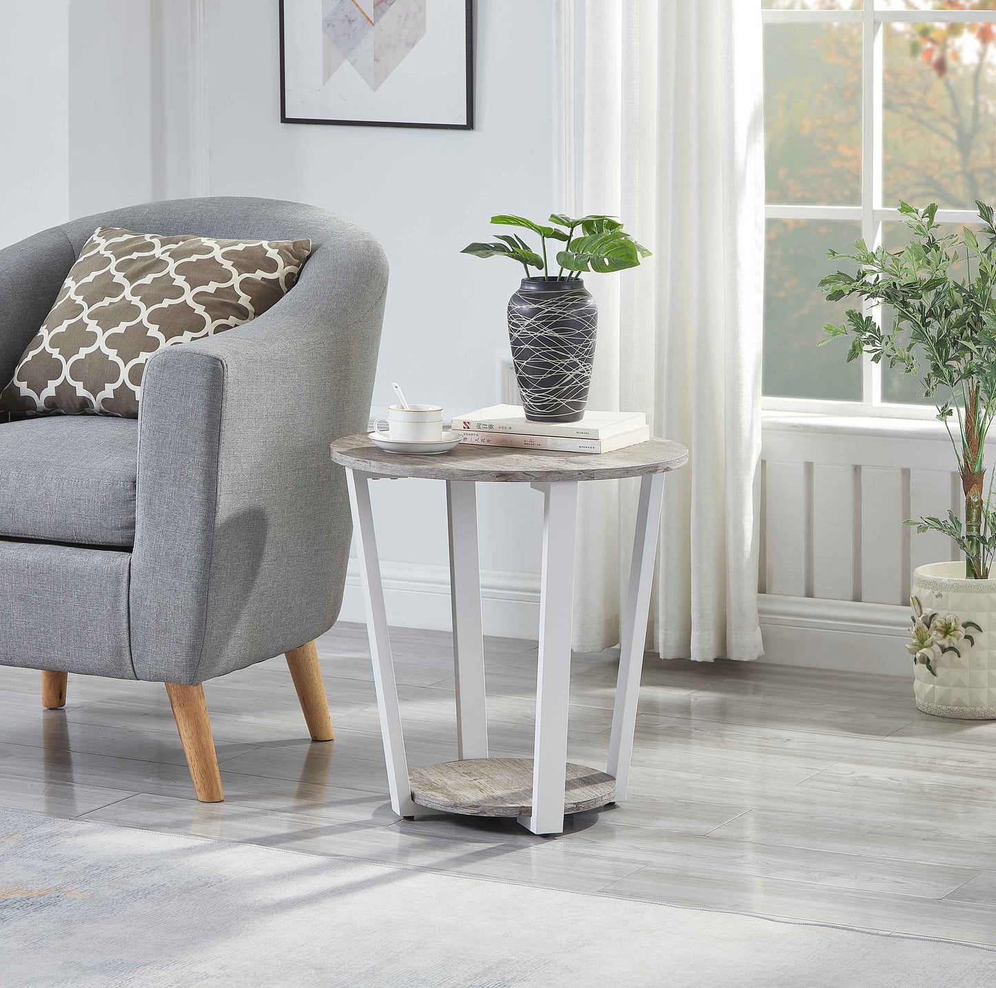 Elysian Round End Table | Gray - Default - tables
