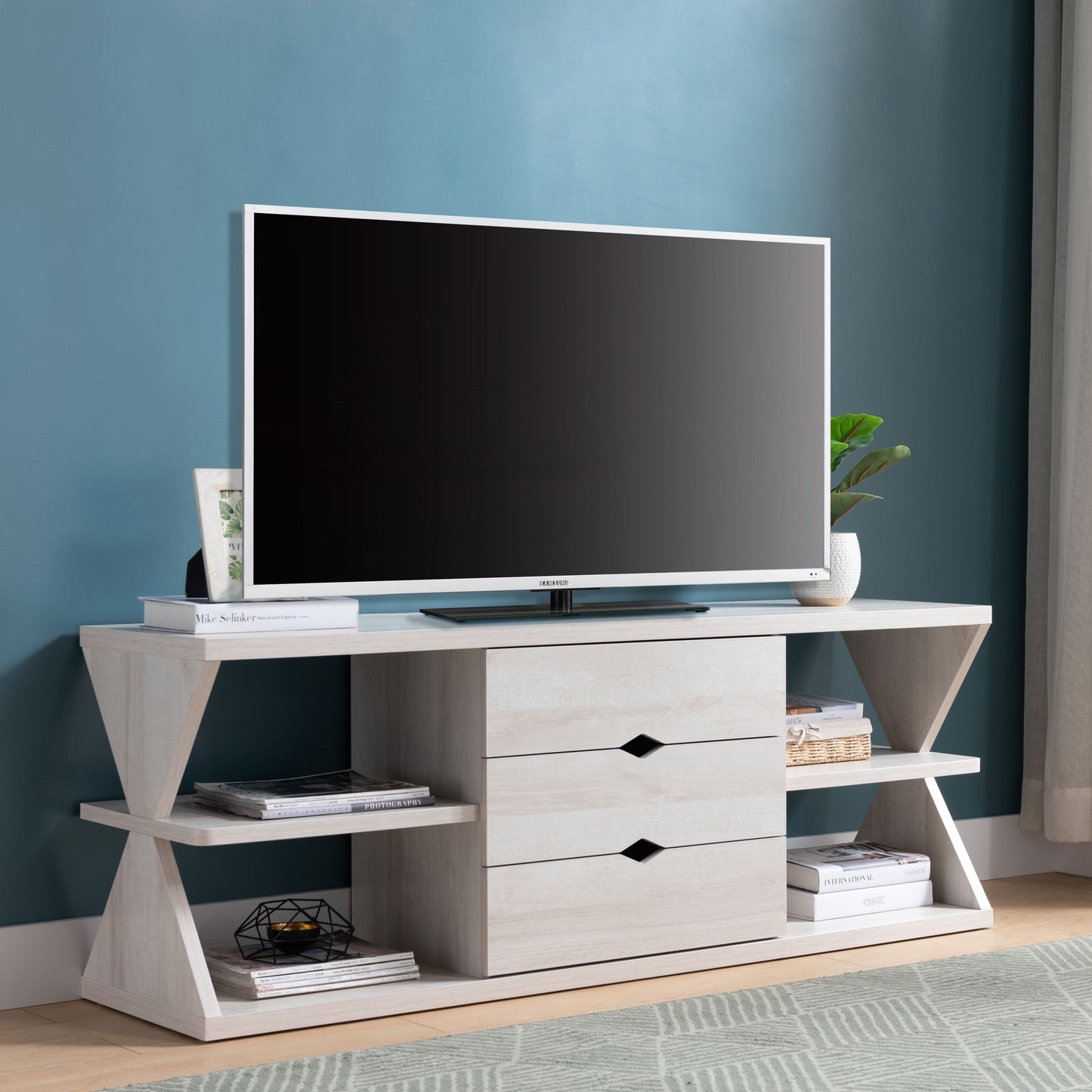 Luthak Stylish TV Stand | White Oak - Default - tv console