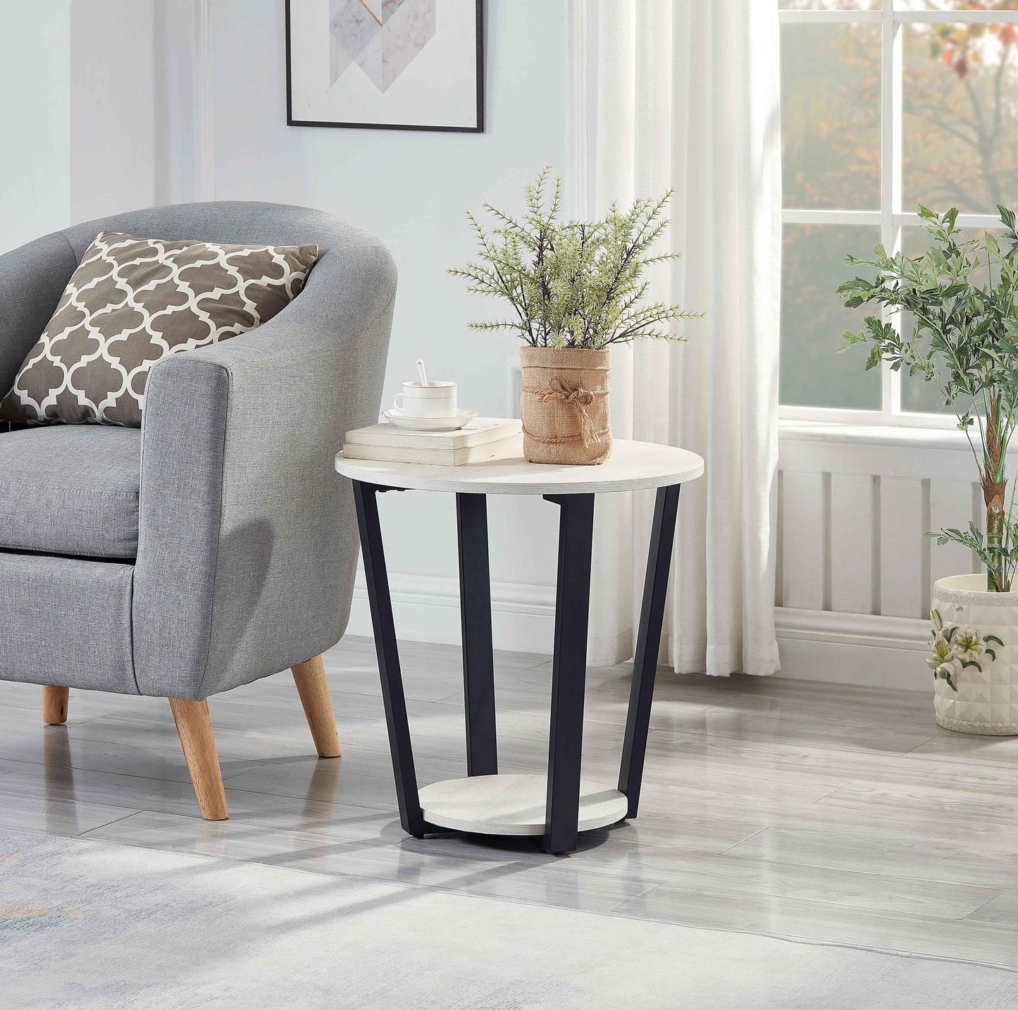 Elysian Round End Table | Off-White - Default - tables