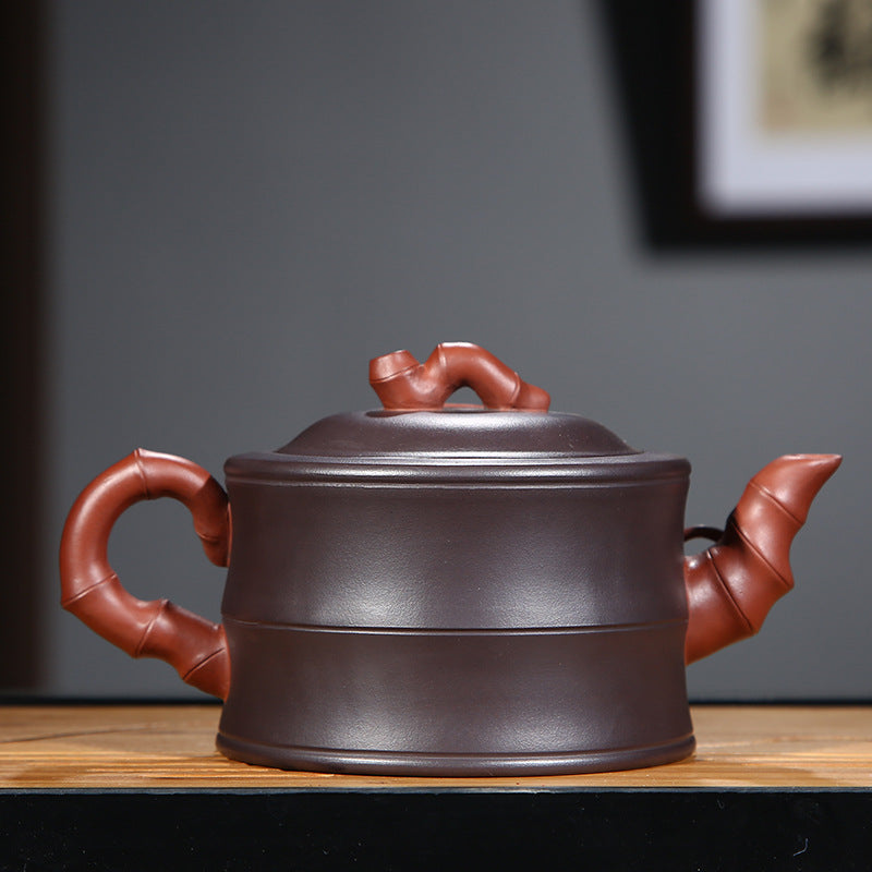 Purple clay teapot ore purple clay red clay stitching two-color - - brown Ceramic red teapot