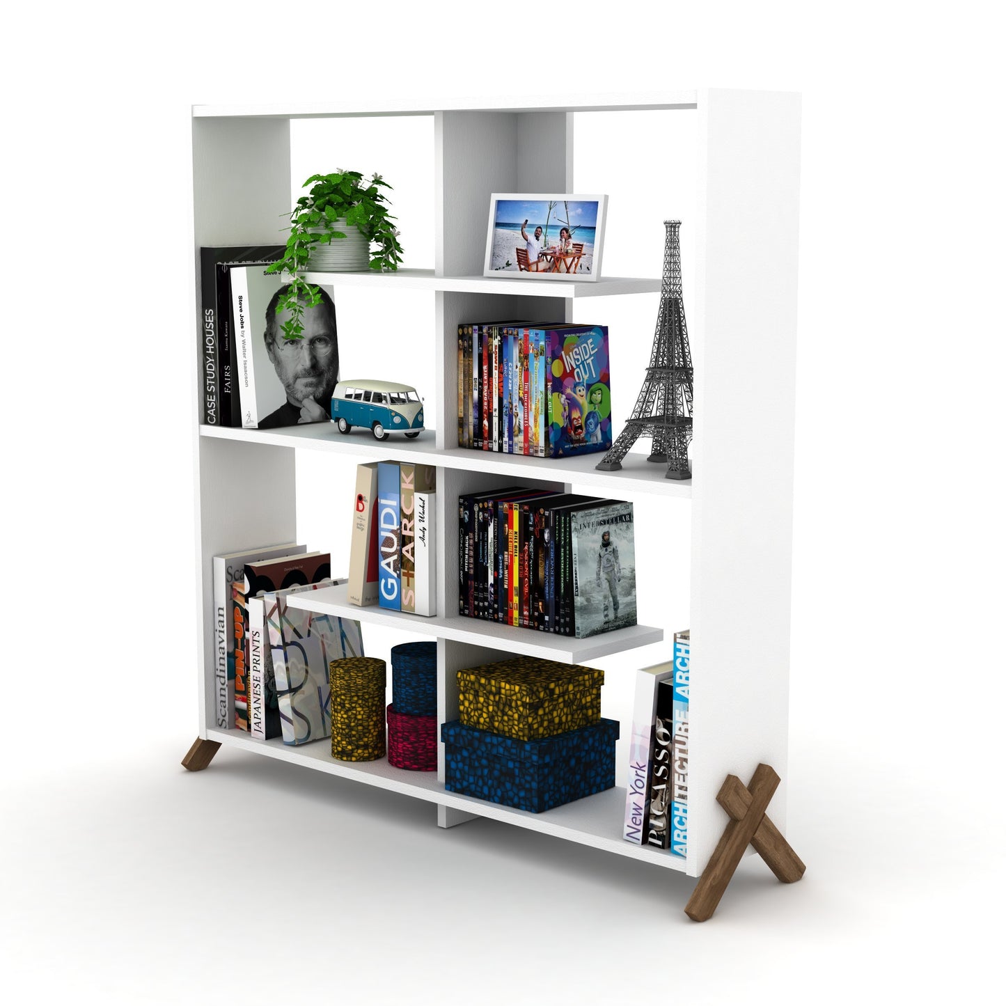Kopeh Modern Bookcase | White - - bookcase white wood