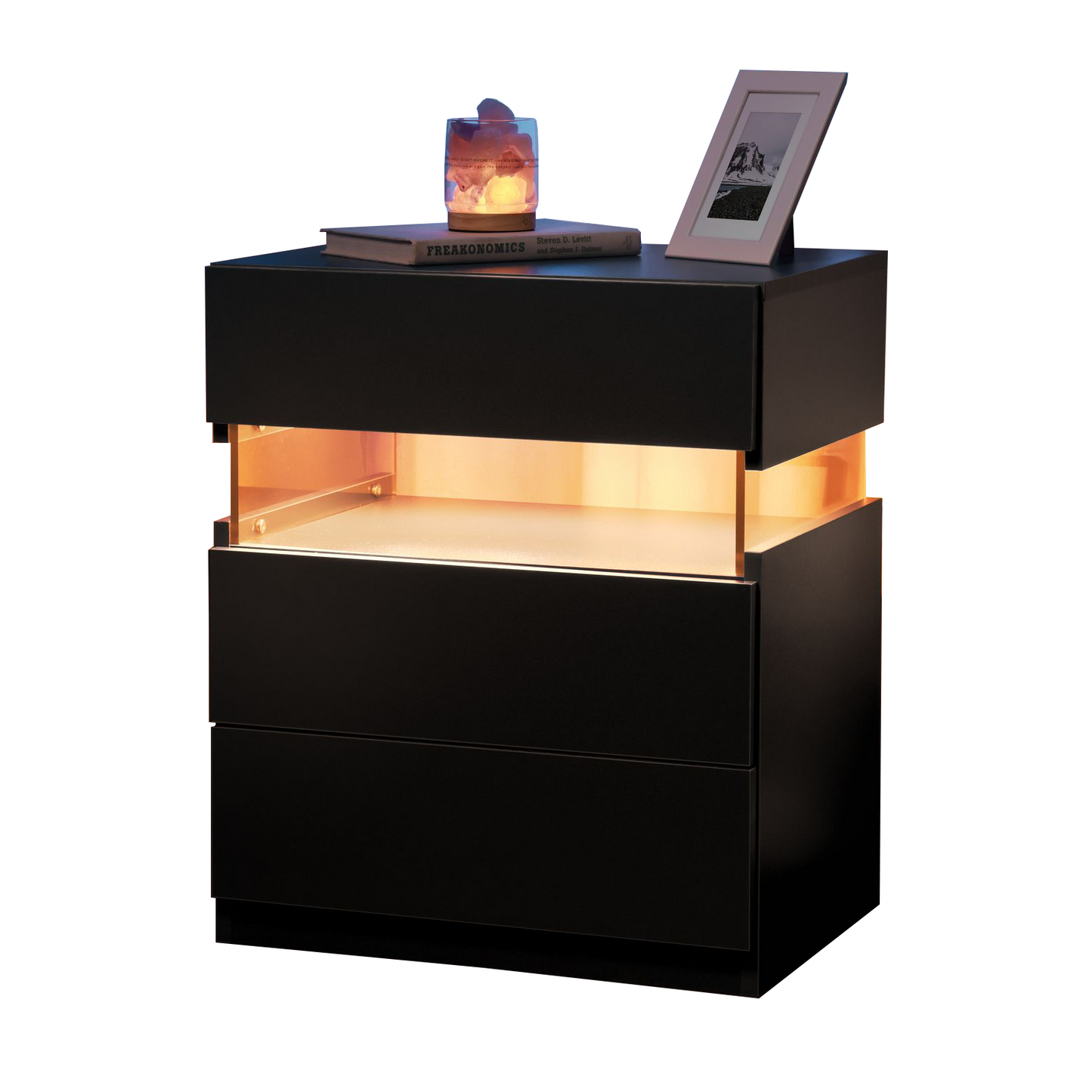 Mastoran Nightstand | LED Light | Black - Default - nightstand