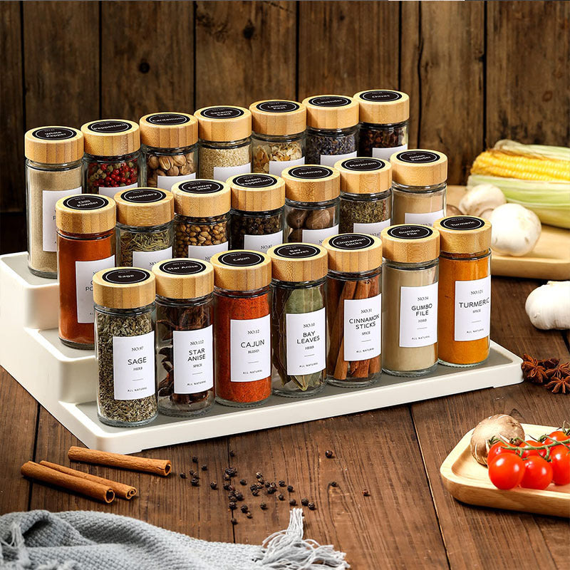 Round Glass Seasoning Jar 12Oml - - glass Jar Wood