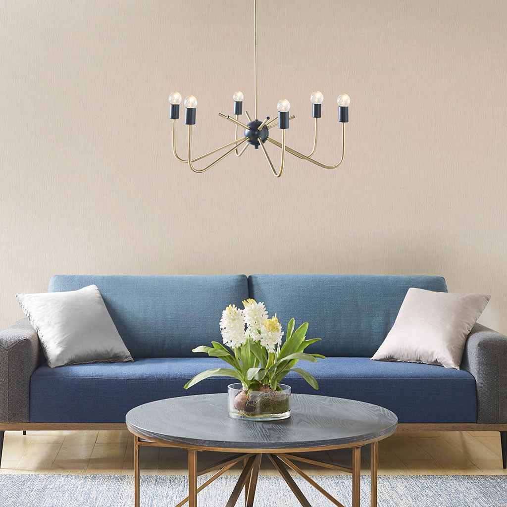 Ceptus 6-Light Metal Chandelier | Gold - Default - chandeliers