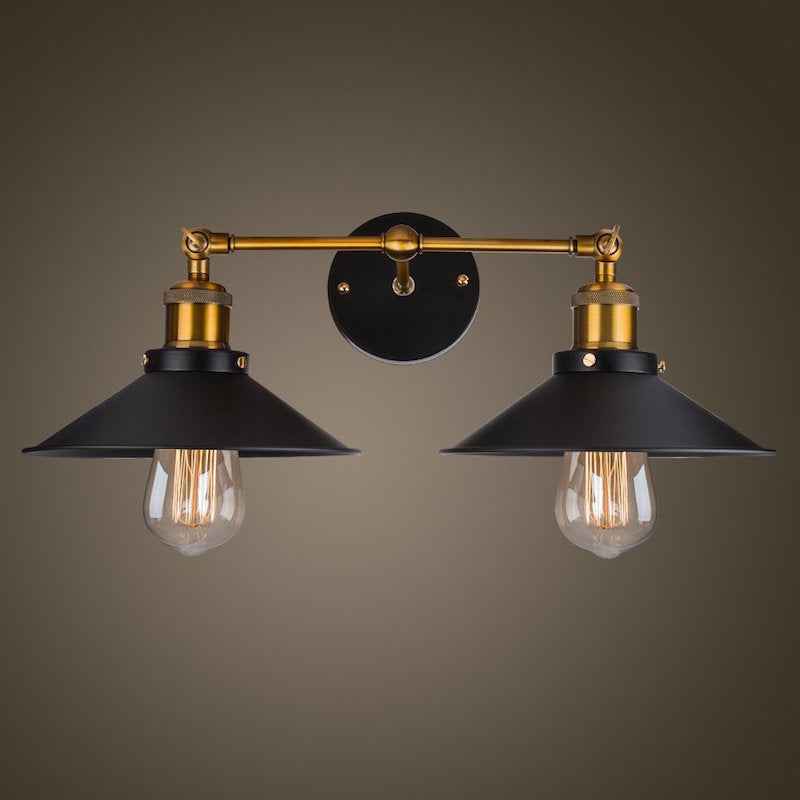 Anderr Industrial Wall Light - 40W - black Double light gold Swing arm Wall Light Wall pendant