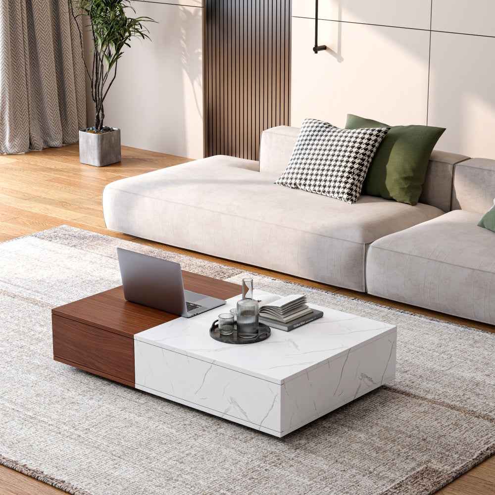 Ifertus Modern Dual Color Coffee Table | Brown & White - Default - tables