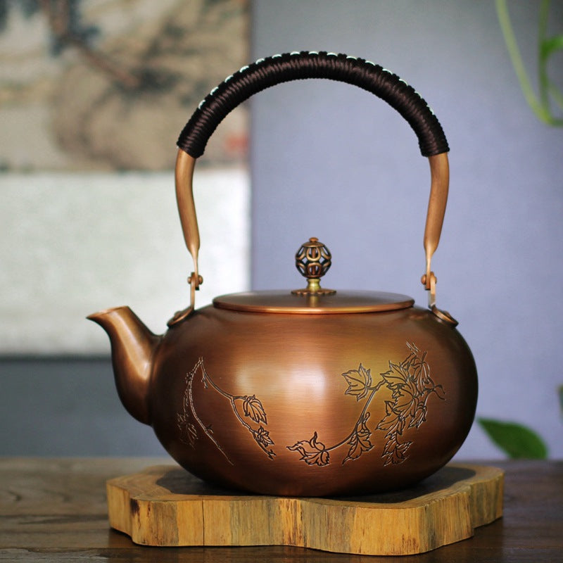 Pure Copper Tea Kettle - February Flower - copper kettle rose gold teapots