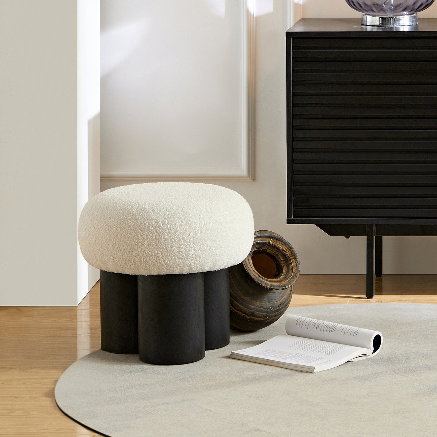 Rakif Mushroom Stool | White & Black - Default - bench