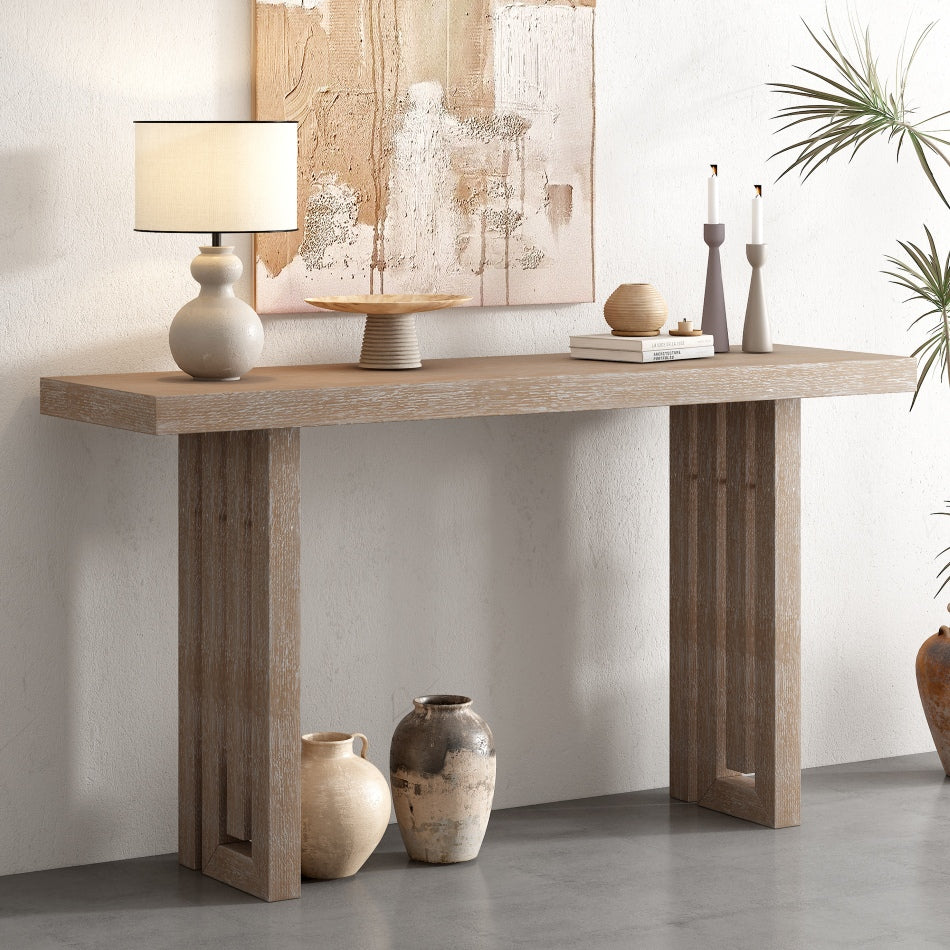 Mugdum Uniquely Designed Console Table | Distressed Oak - Default - tables
