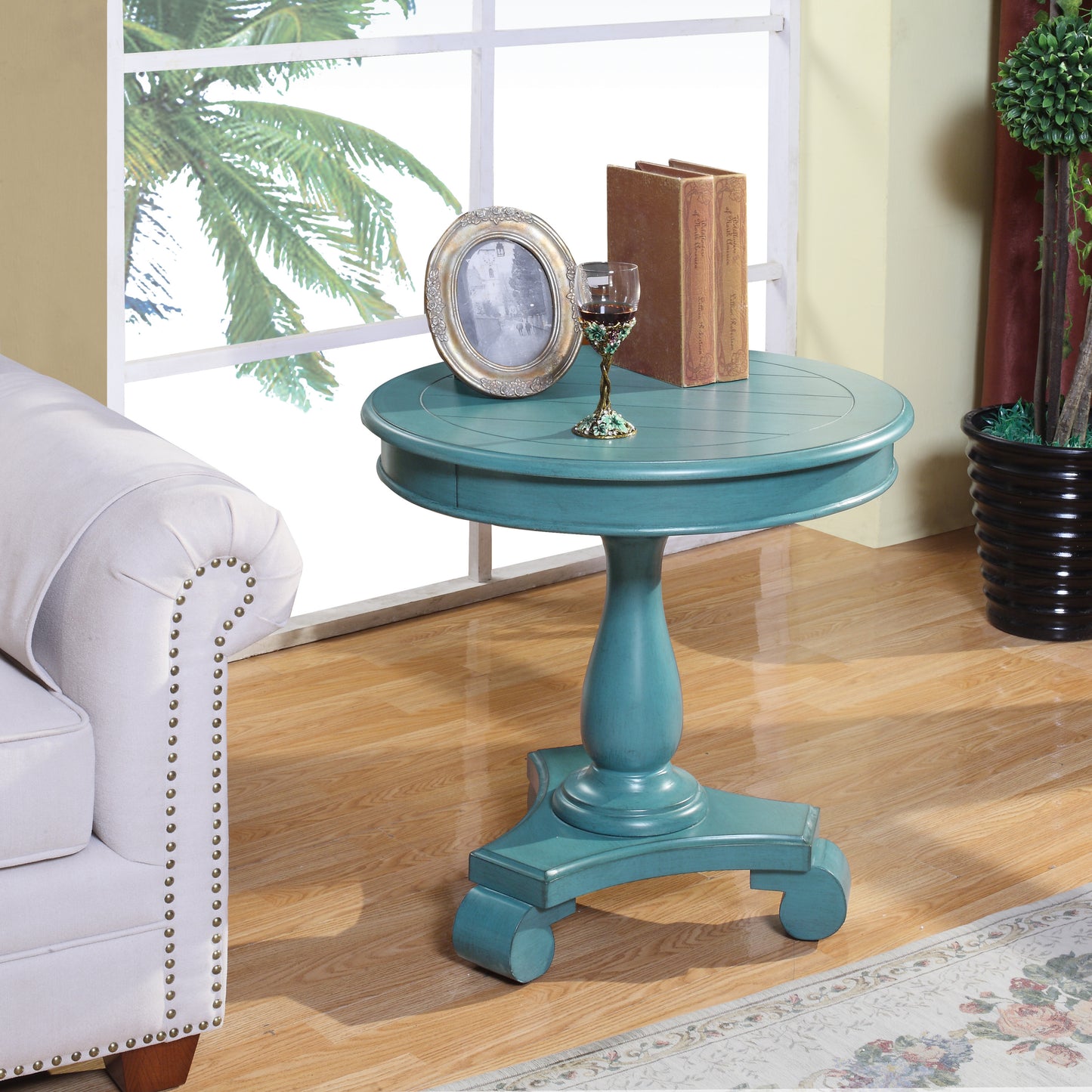 Rene Round Side Table | Teal - Default - tables