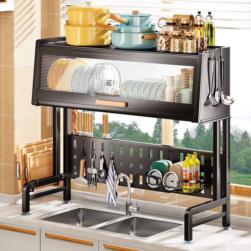 Retractable Countertop Dish Drain Rack - - black Rack Sink Stainless Steel