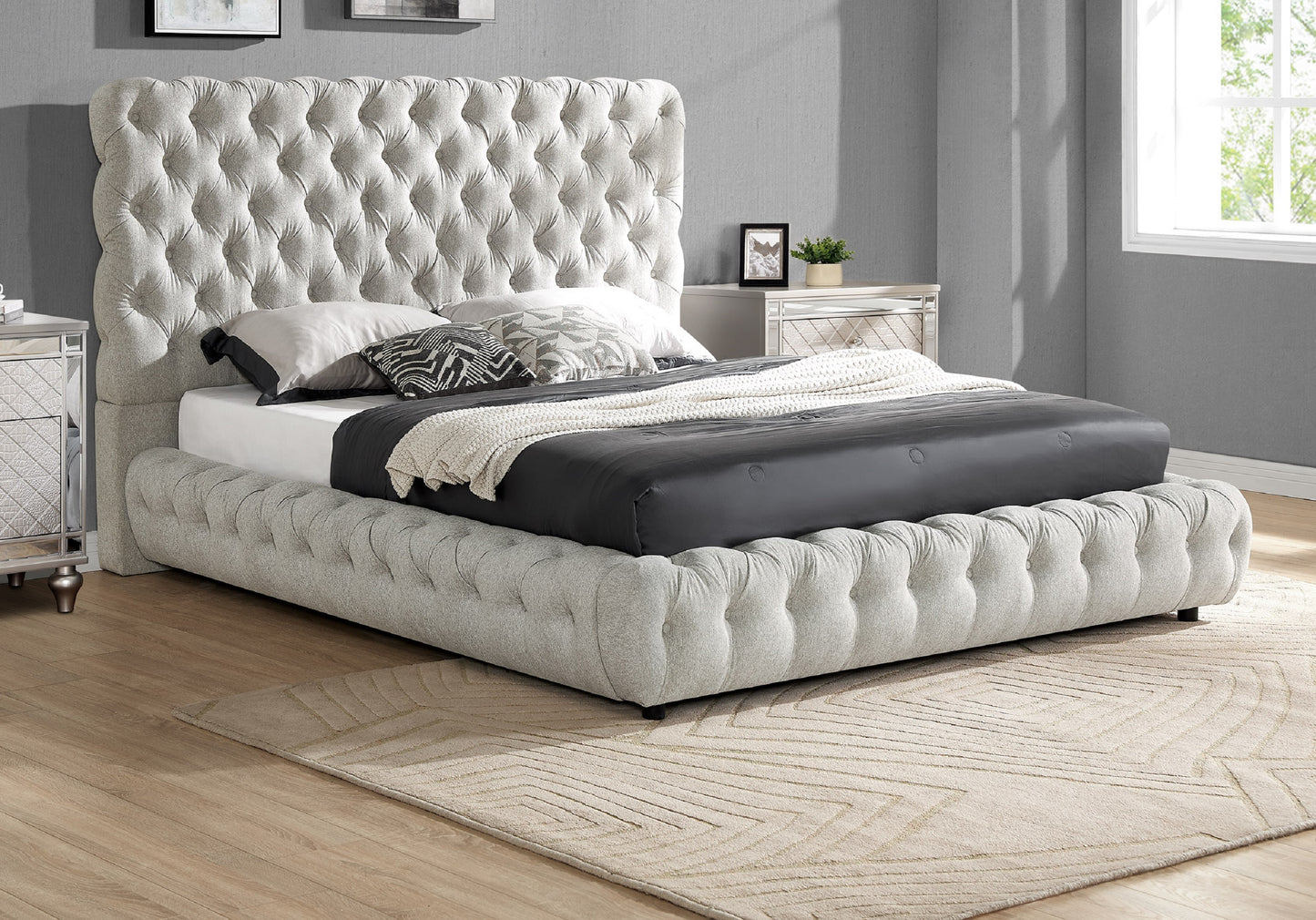 Vitaarie Tufted Queen Bed | Gray - Default - beds
