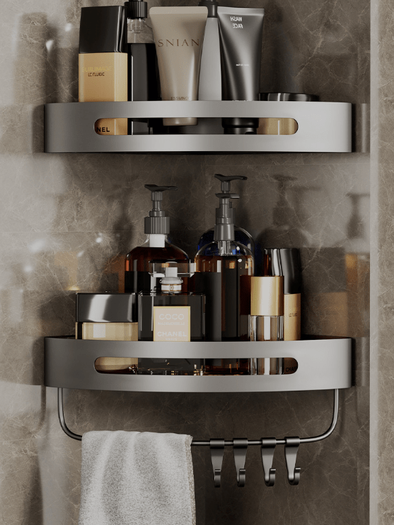 Perforated Wall Hanging Storage Rack - - Aluminum black grey Rack Shelf