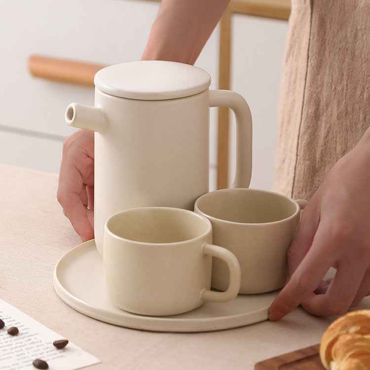 High Temperature Resistant Ceramic Water Cup - Four-Piece Set - cup sets teapot white