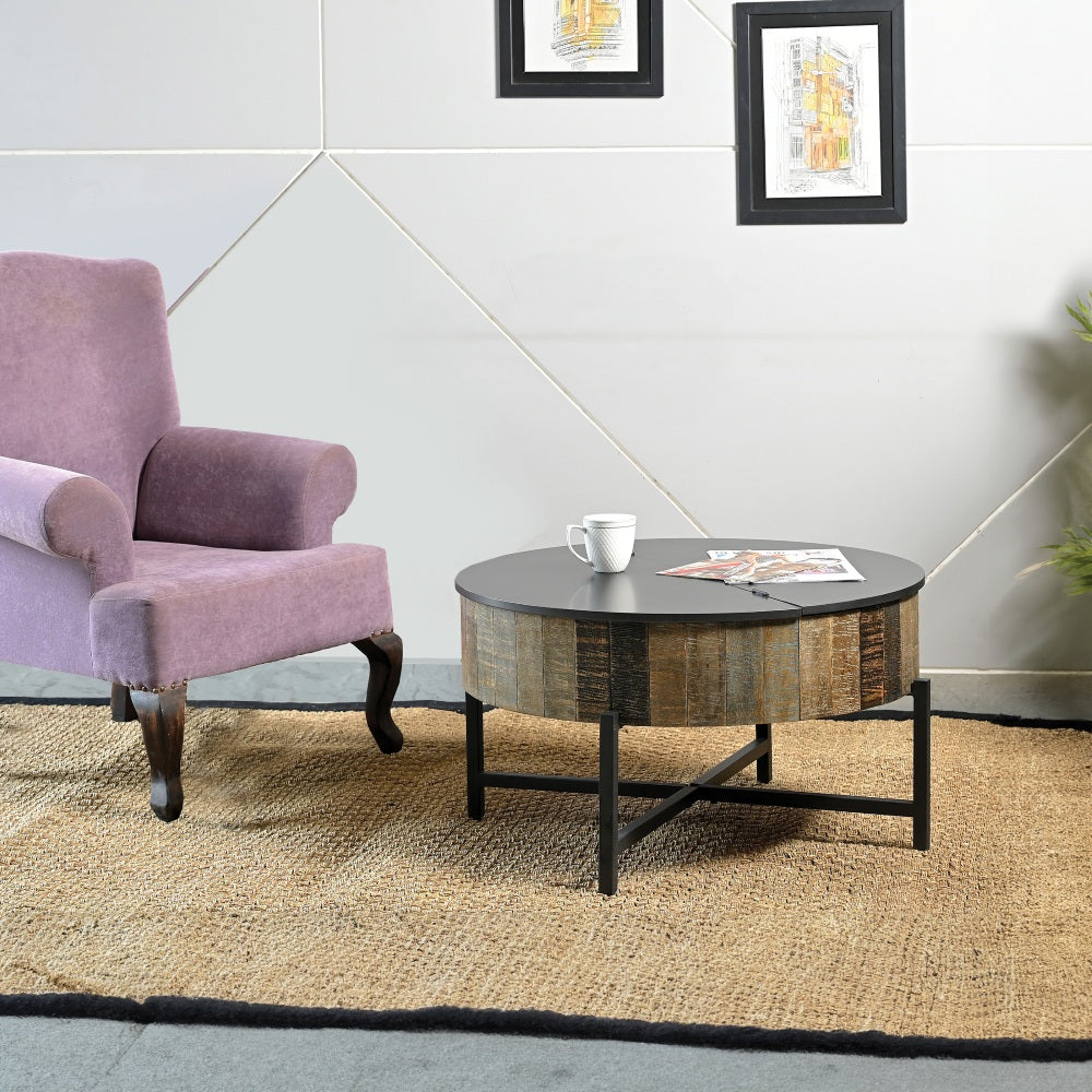 Tami Rustic Vintage Coffee Table | Black & Distressed Wood - - tables