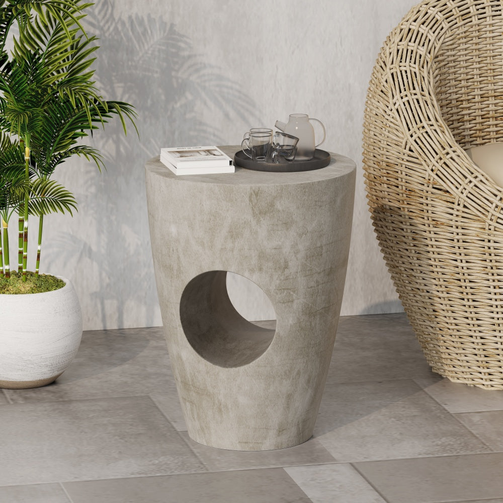 Thinai Modern Concrete Side Table | Outdoor & Indoor Use | Grey - Default - garden furnishing tables