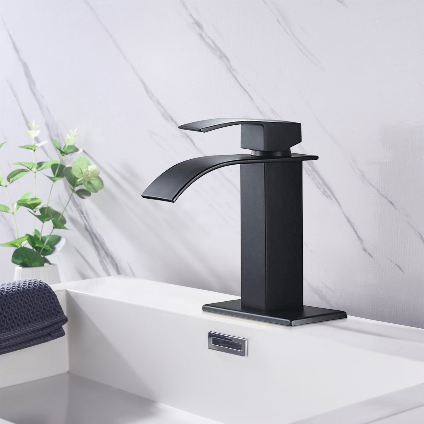 Vandele Waterfall Bathroom Faucet | Matte Black - Default - bathroom faucets