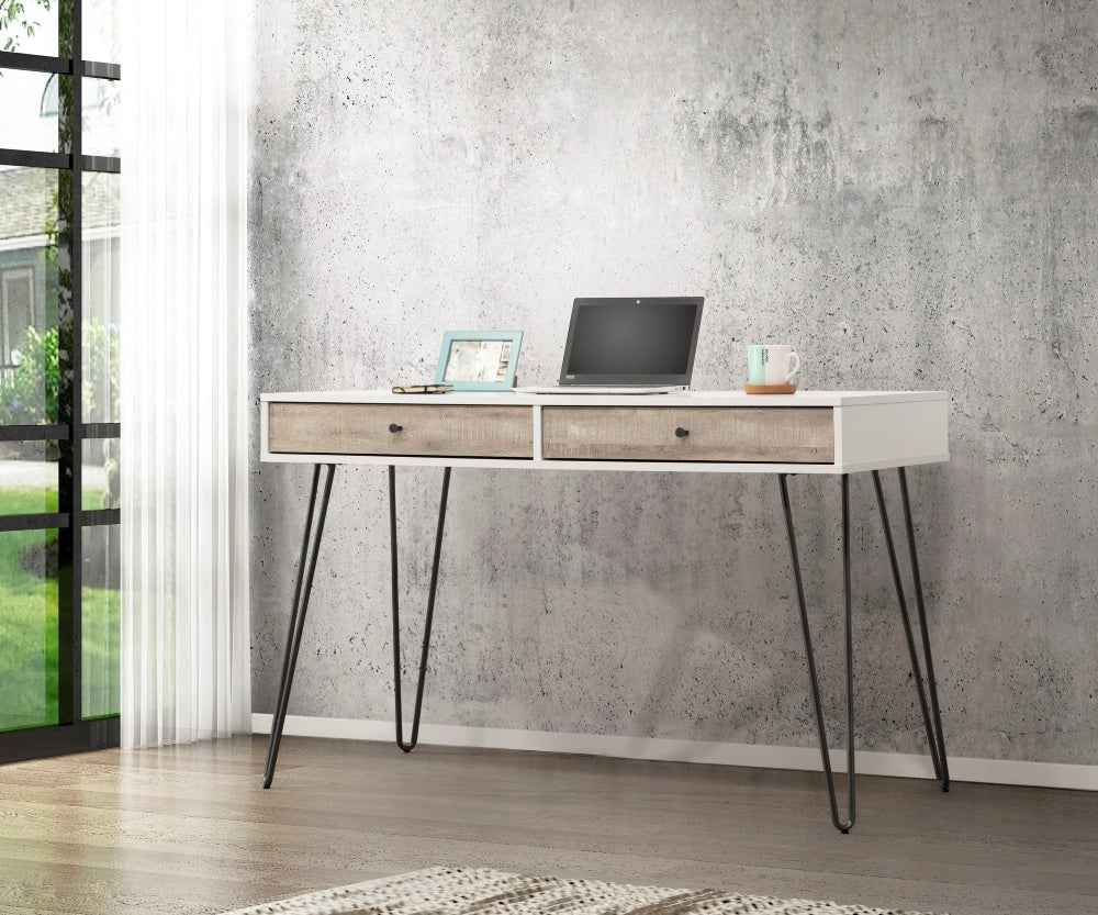 Ernear Writing Desk | Taupe Oak - - desk office white