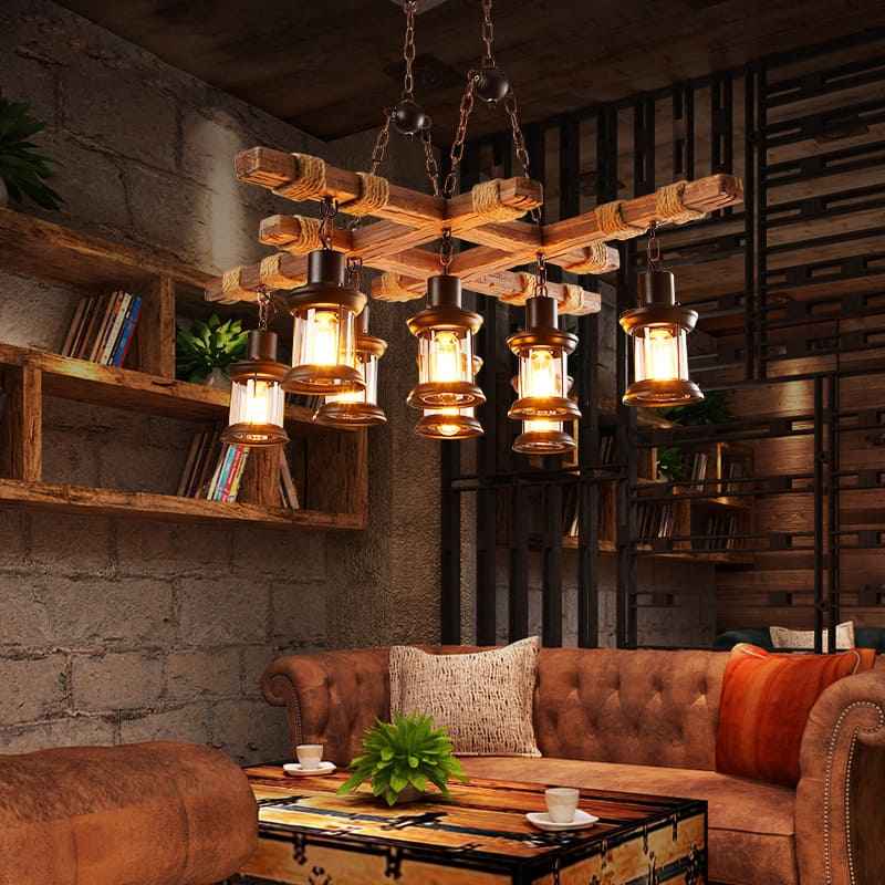 Tunuca Chandelier Light Fixture - Wooden - black brown Chandelier Wood