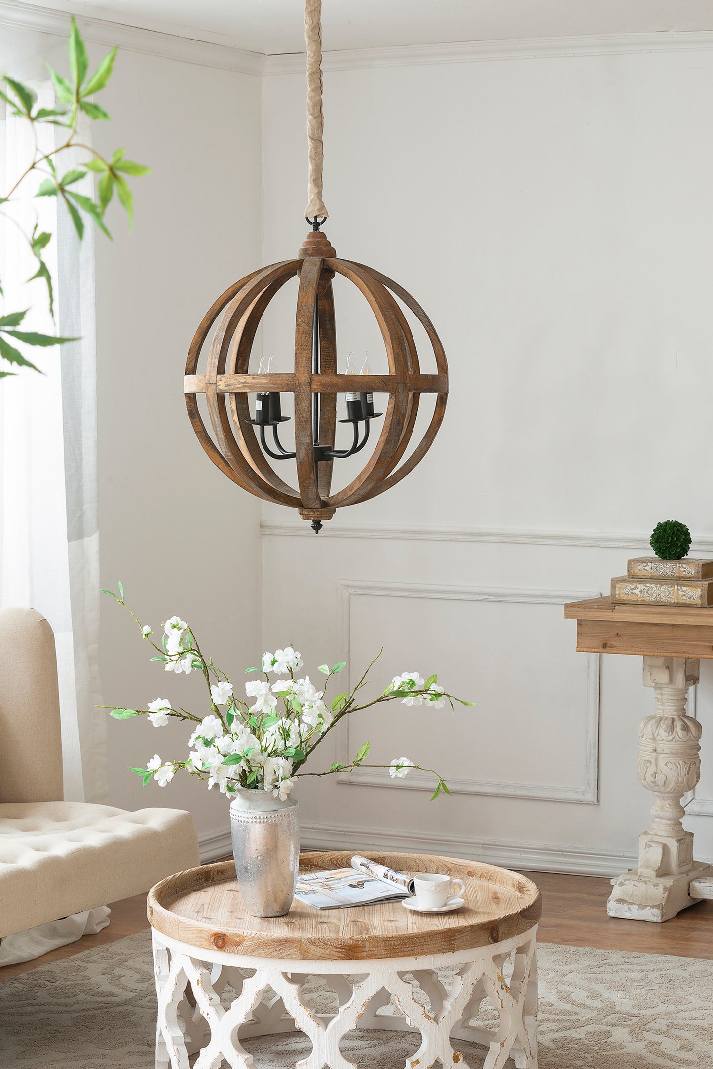 Nosten 4-Light Rustic Chandelier | Brown - Default - chandeliers