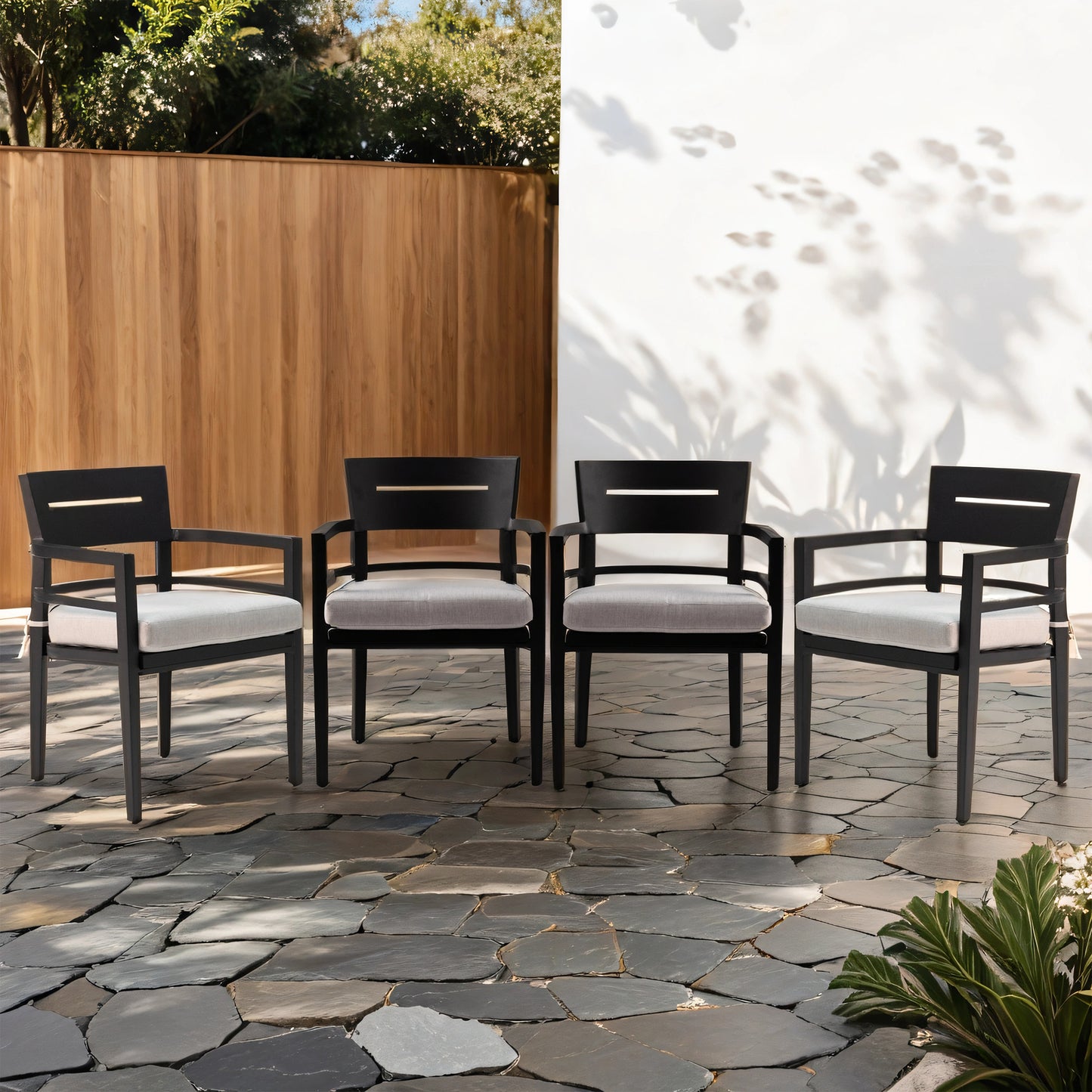 Velori Outdoor Aluminum Dining Chairs | Set of 4 | Ember Black - Default - garden furnishing
