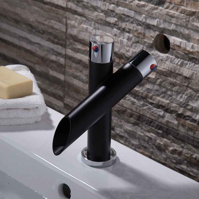 Ifikeye Waterfall Bathroom Faucet - Black - black black silver waterfall