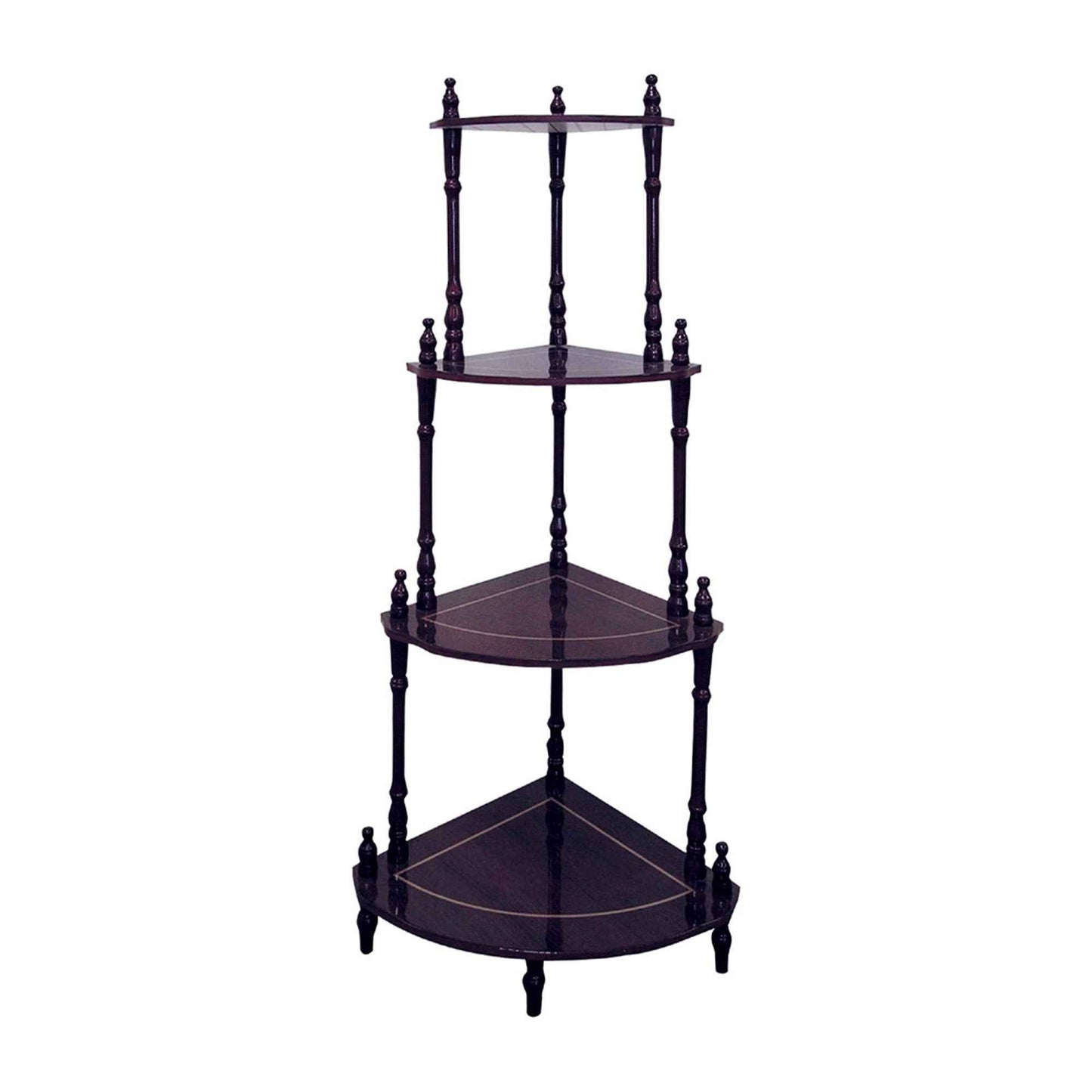 Idelesi 4-Tier Corner Shelving Unit | Cherry - - bookcase brown wood
