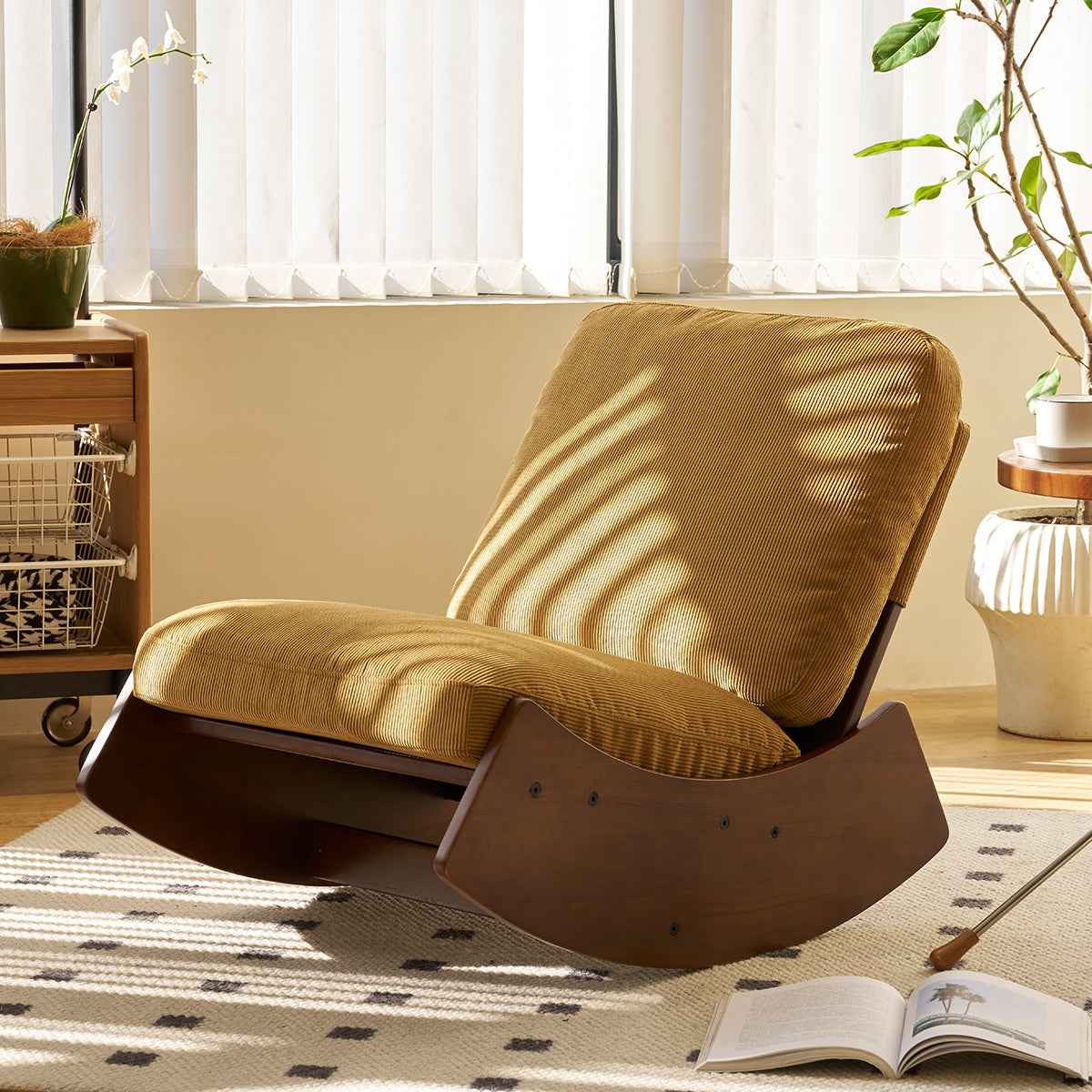 Dicimar High-Quality Comfortable Rocking Chair | Mustard Corduroy - Default - rocking chair
