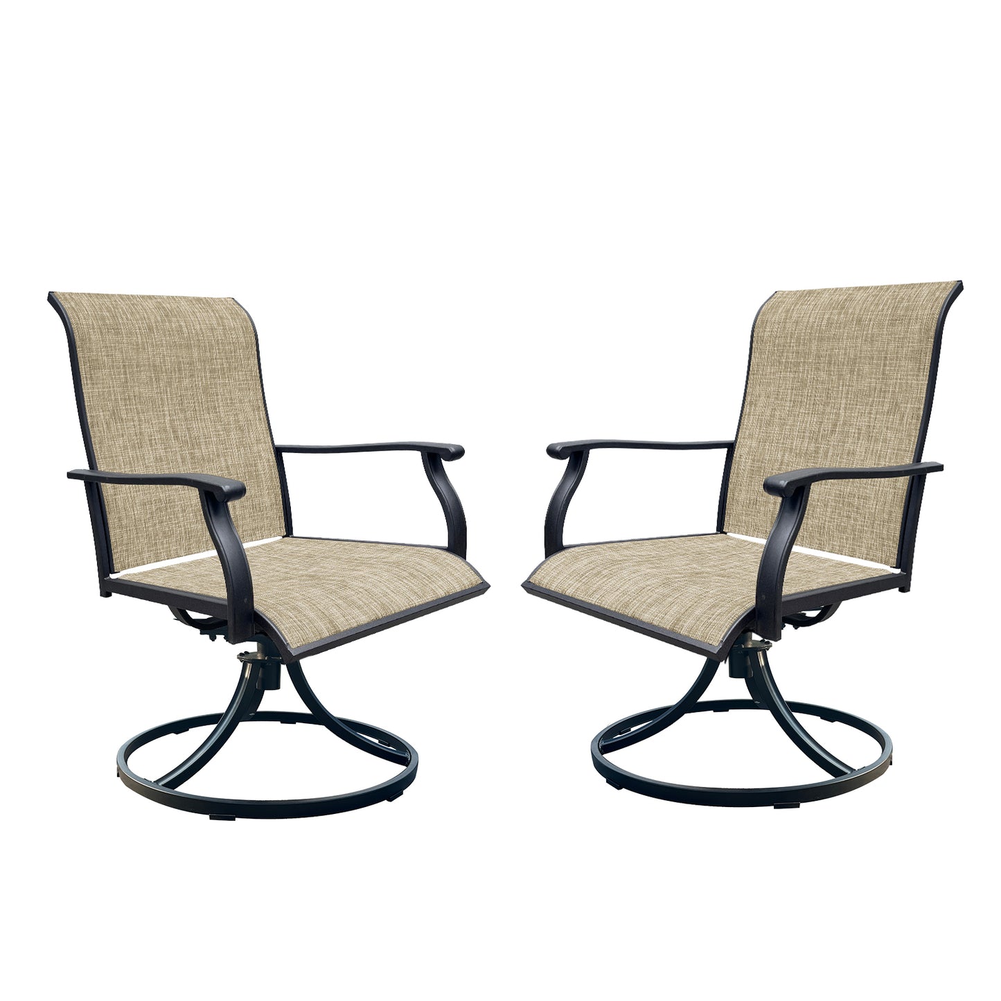Pertis Outdoor Swivel Dining Chairs | Set of 2 | Beige - Default - garden furnishing
