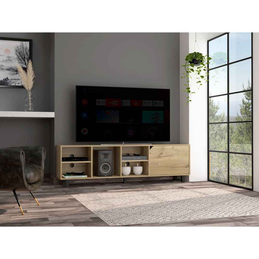 Harwich 5-Shelf TV Stand | Light Oak - Default - tv console