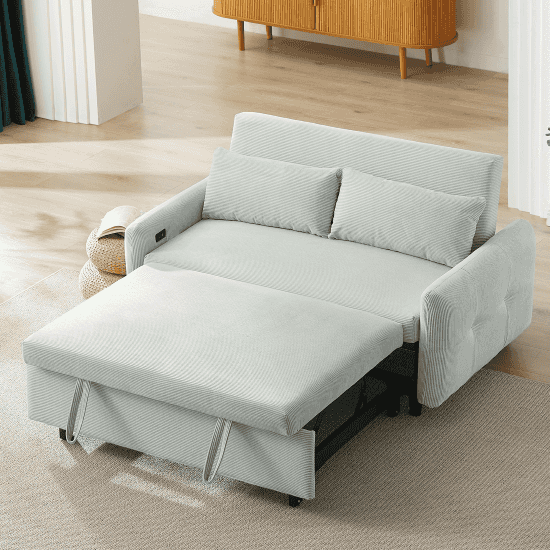 Frinanio 57" Pull-out Sofa Bed | Light Mint - - sofa