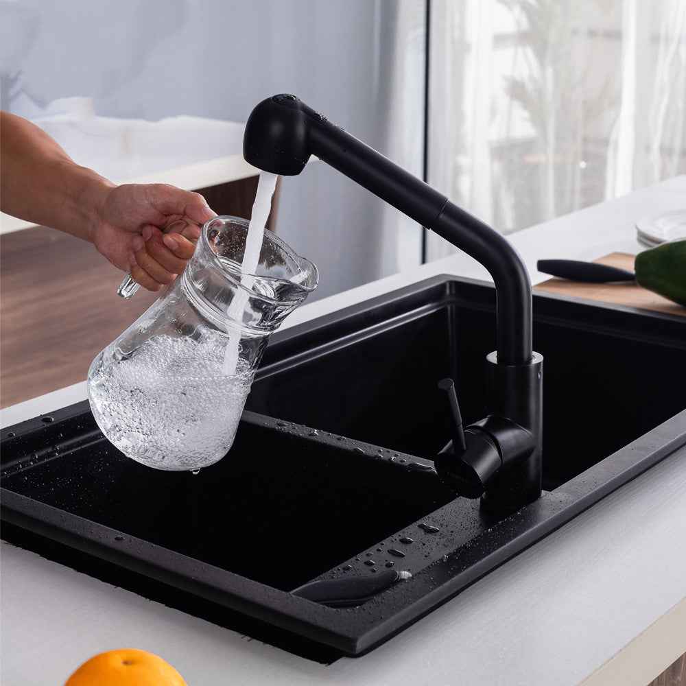 Venturi Pull-Down Kitchen Faucet - Black - black brushed silver chrome silver pull-out silver