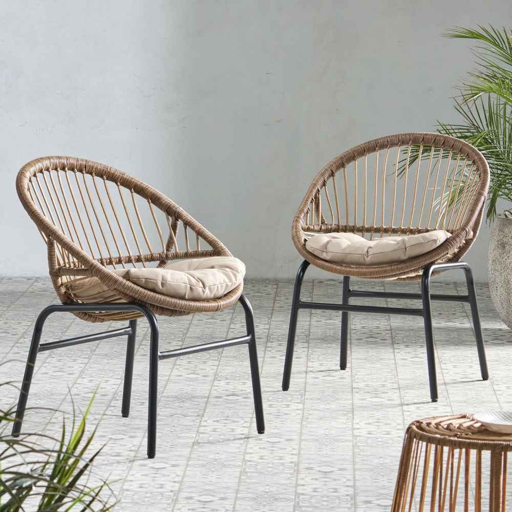 Edgar Outdoor Chairs | Set of 2 | Brown - Default - garden furnishing