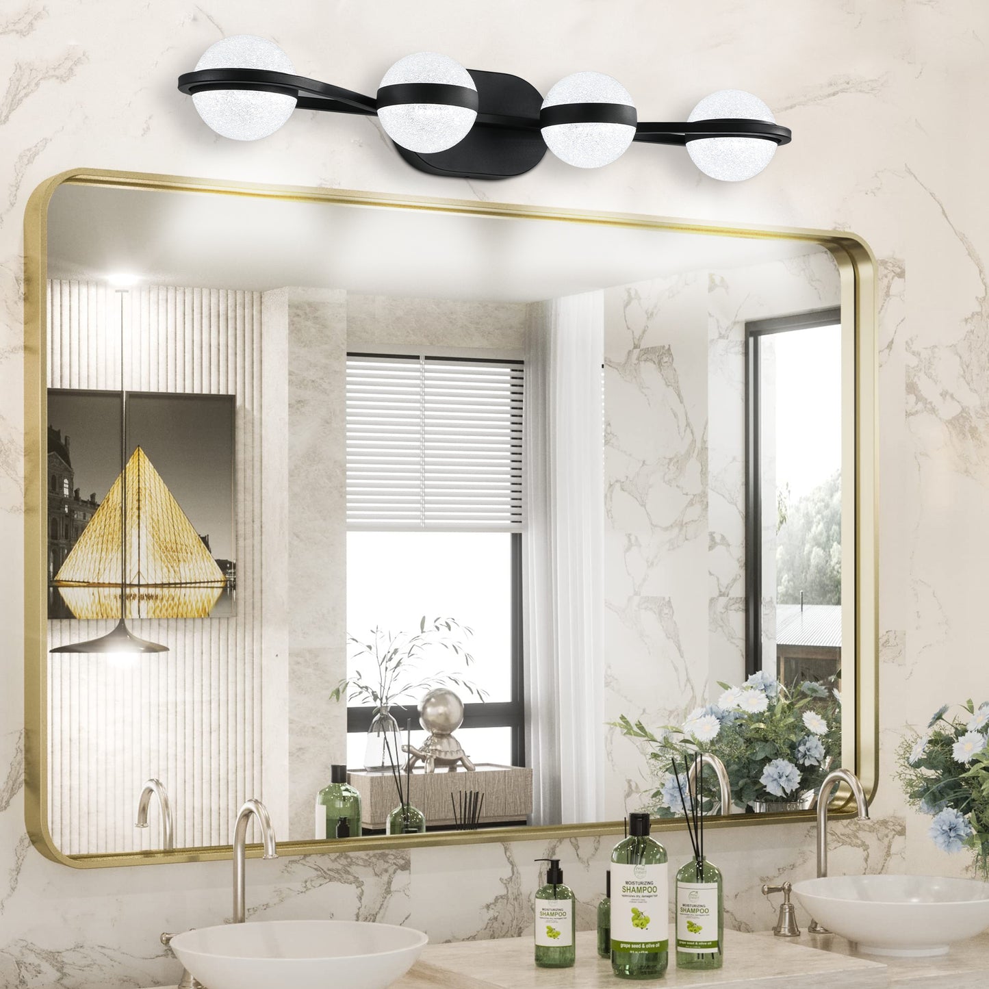 Vincani Modern LED Wall Light Fixture | 4-Light | Black - Default - led wall light