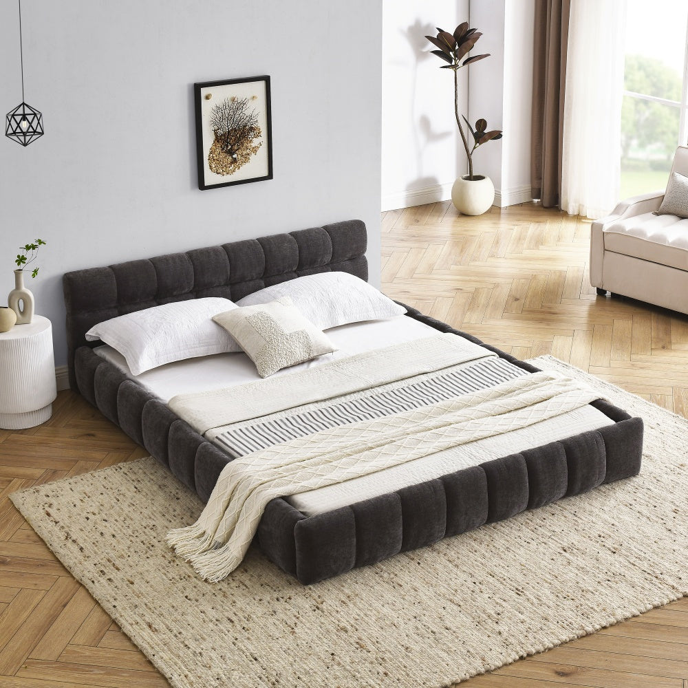 Resadi Queen Size Bed Frame | Thick Fabric | |Dark Grey - Default - beds