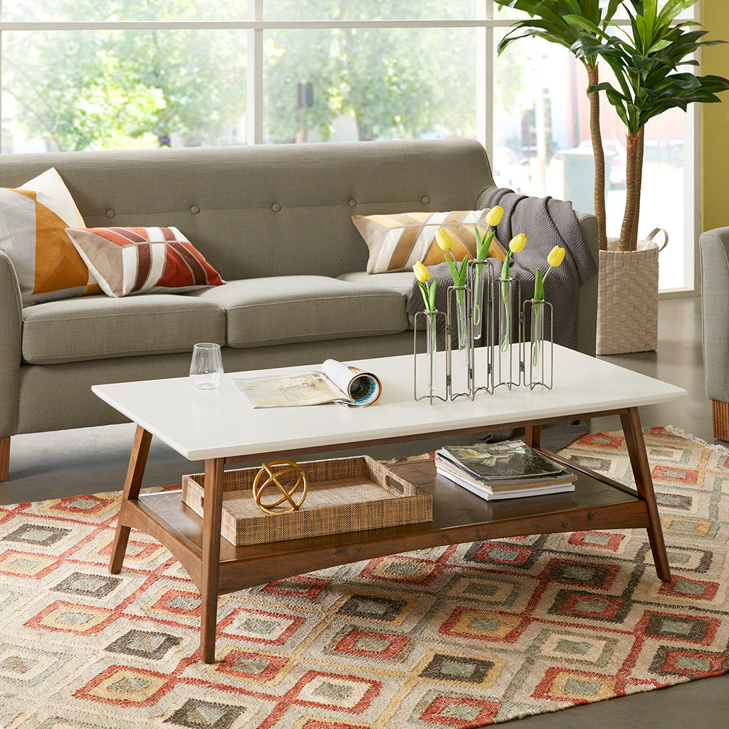 Karzol Coffee Table | White & Brown - Default - tables