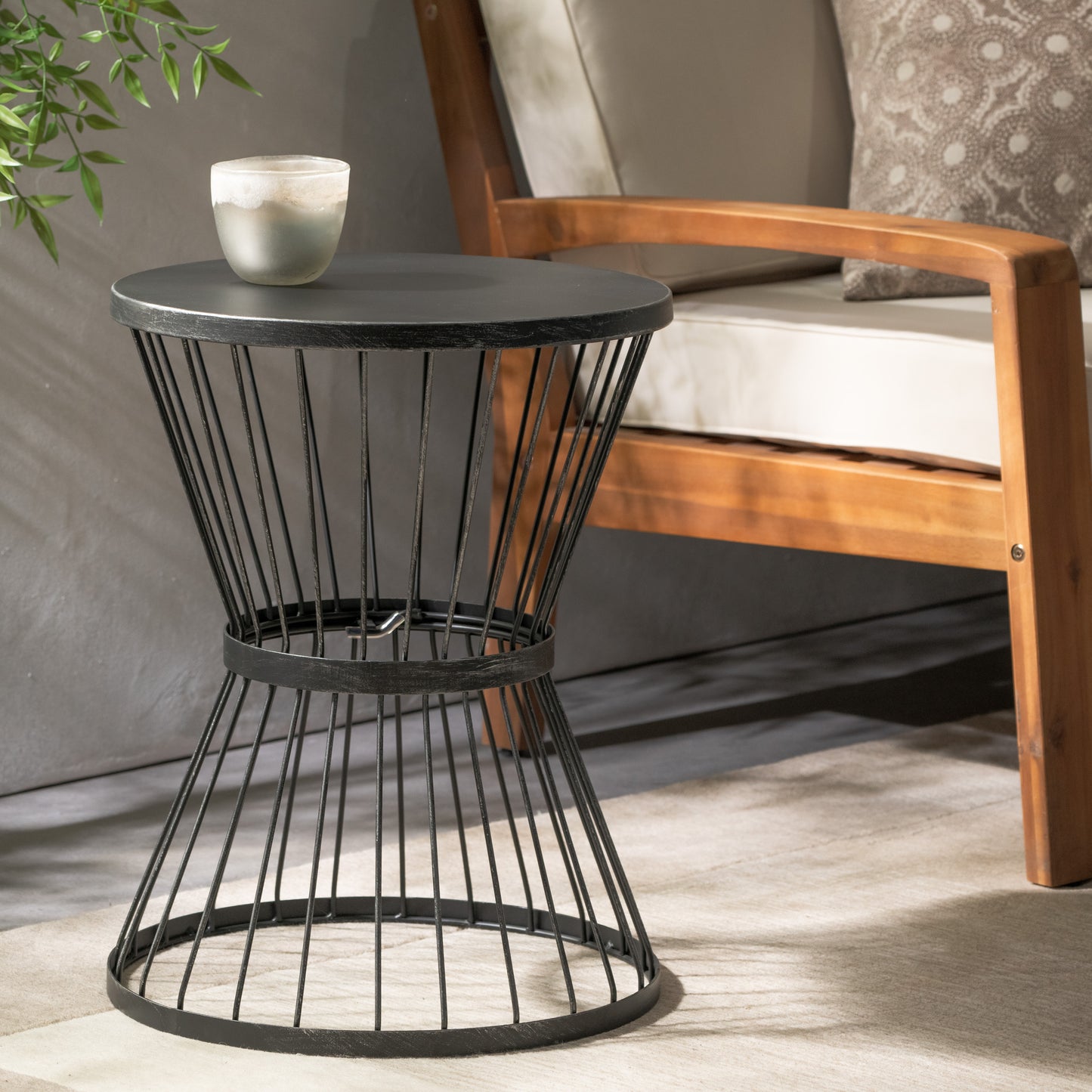 Paloqi Outdoor Metal Side Table | Matte Black - Default - garden furnishing