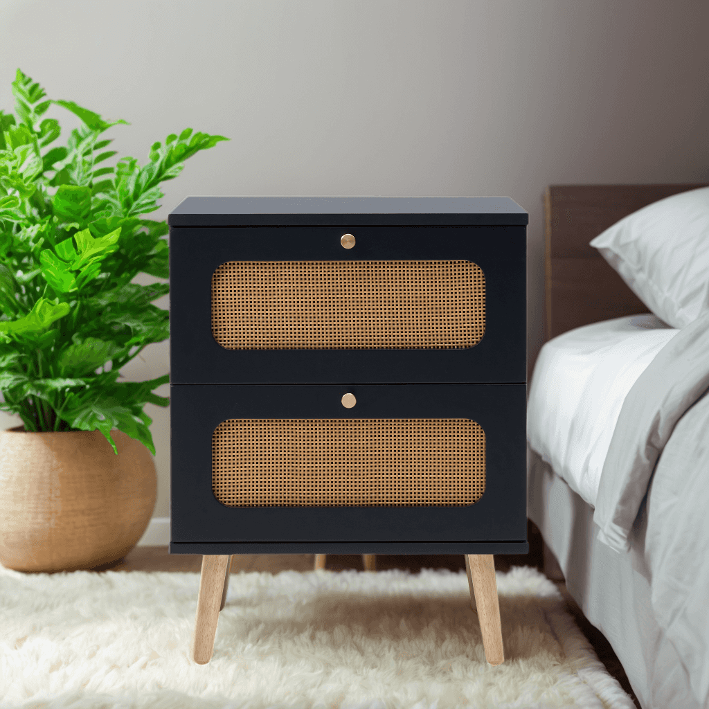 Elerud Rattan Nightstand | Black - Default - nightstand